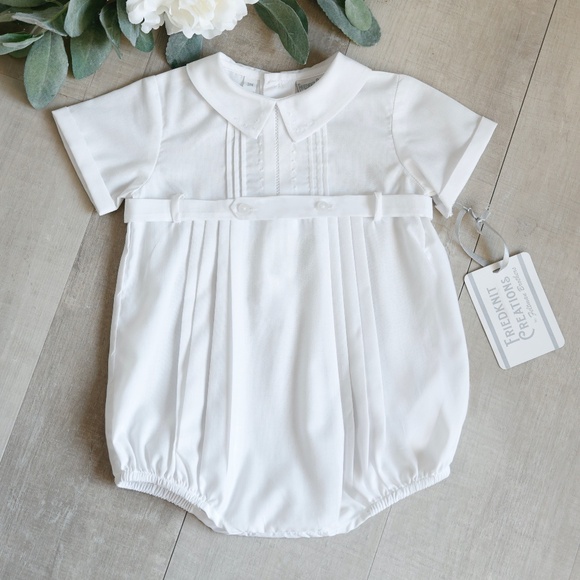 White Heirloom Romper Creeper Feltman Brothers Friedknit Special Occasion NWT